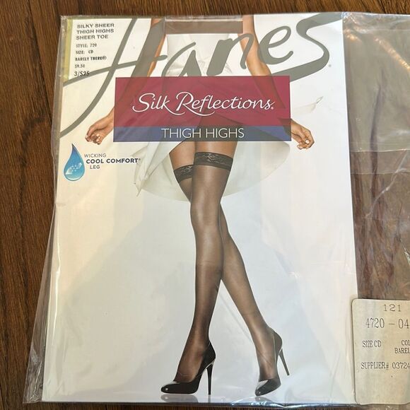 New in packaging Hanes Silk Reflections Barely There Thigh Highs - Picture 1 of 4